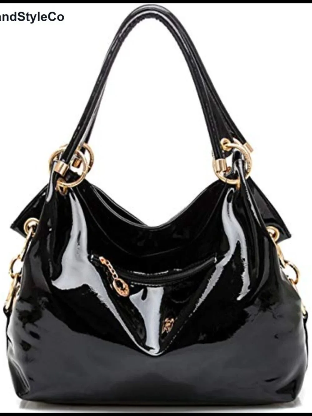 Women Patent Leather Large Shoulder Bag Chain Strap Sequin Purse